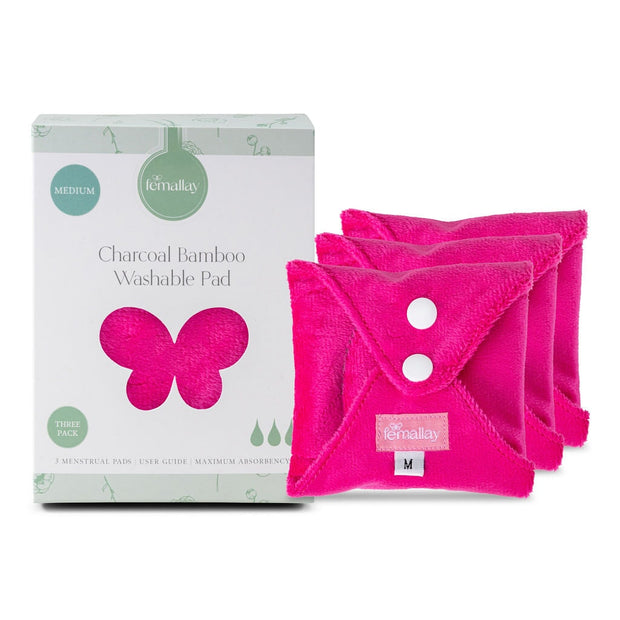 Serviettes menstruelles réutilisables au charbon de bambou – 3 paquets