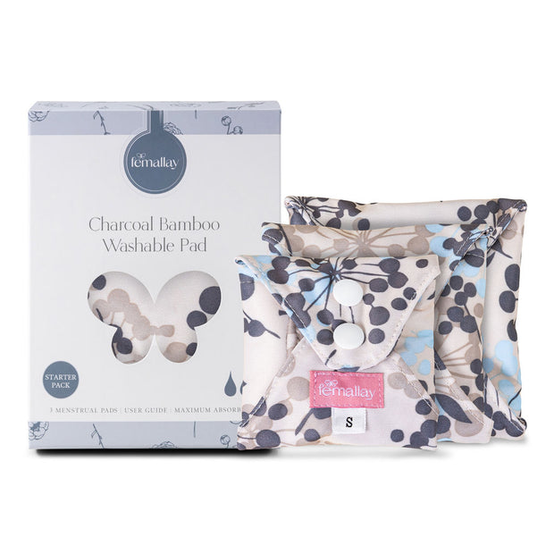 Menstrual Starter Kit - Reusable Period Products - 3 Bamboo Charcoal Period  Pads 1 Menstrual Panties (4)