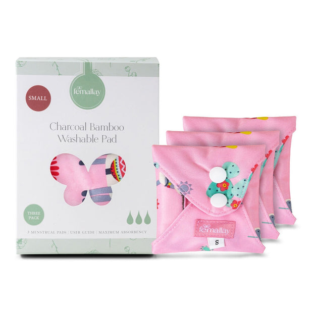 Serviettes menstruelles réutilisables au charbon de bambou – 3 paquets